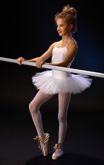 Ballerina practicing by ballet bar © nyul