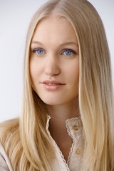 Naklejka premium Closeup portrait of angel face woman