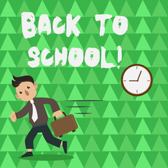 Conceptual hand writing showing Back To School. Concept meaning Return to class first day of studies Classroom Arriving