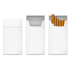 Realistic Detailed 3d White Blank Cigarettes Template Mockup Set. Vector