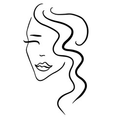 Template logo for beauty products. Abstract girl. Vector illustration.
