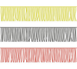 Color Medium Fringe Trim Borders Set. Vector