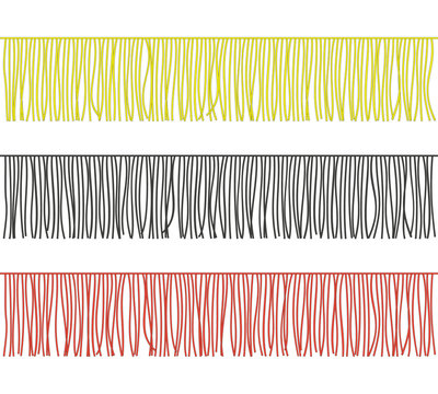 Color Medium Fringe Trim Borders Set. Vector