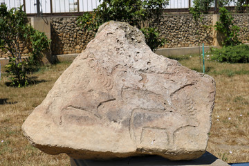 Prehistorical petroglyphs in Gala State Historical Ethnographic Reserve in Azerbaijan (e.g. 3-2 thousand years) 