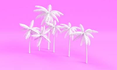 Fototapeta premium white palm tree 3d render on pink background
