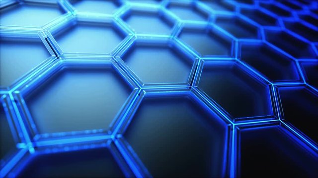 Conceptual abstract image with hexagonal structure connection. 3D illustration background.