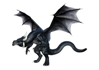 3D Rendering Fairy Tale Dragon on White