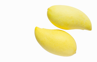 Yellow ripe mango, isolated on a white background