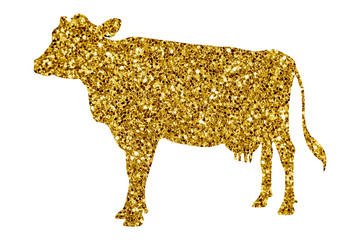 Close up of golden cow glitter textured background