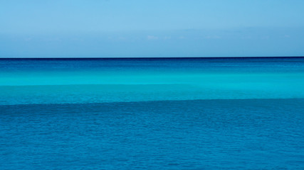 Caribbean sea with a beautiful blue-emerald color in Mexico. 