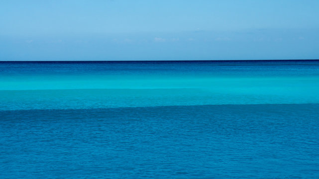 Caribbean sea with a beautiful blue-emerald color in Mexico. 