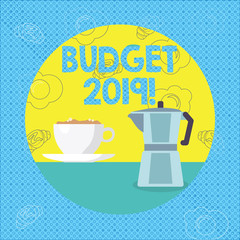 Text sign showing Budget 2019. Business photo text New year estimate of incomes and expenses Financial Plan