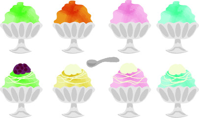かき氷 バリエーション イラスト