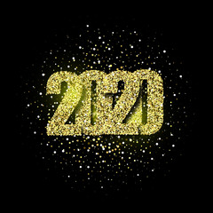 2020 glitter typography design. Gold sparkling Numbers Design of greeting card of Happy new year design. Gold Shining Pattern. Happy New Year Banner