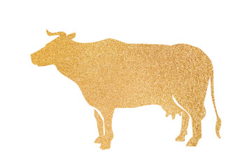 Close up of golden cow glitter textured background