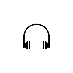 black headphones icon. Flat vector earphones icon isolated on white. Listen sound sign.