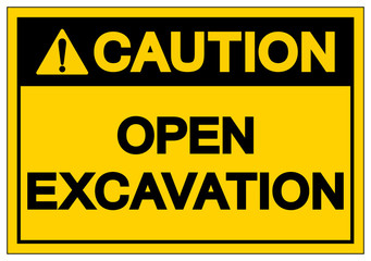 Caution Open Excavation Symbol Sign, Vector Illustration, Isolate On White Background Label. EPS10
