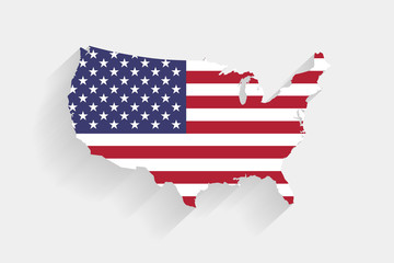 United States flag map on gray background, vector