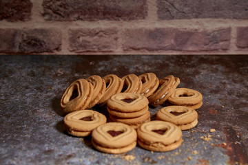 delicious bunch of sweet cookies on an old table