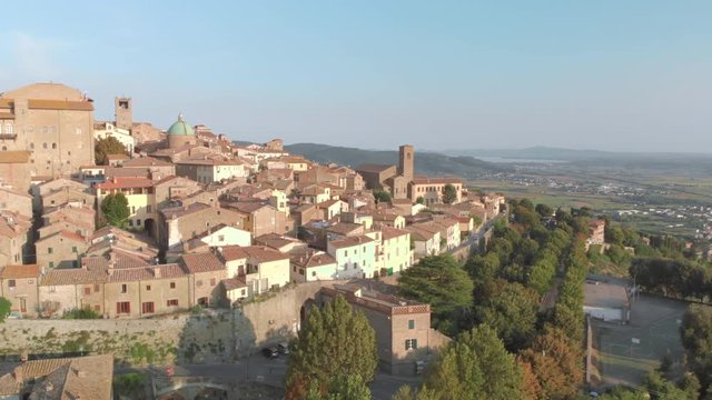 Historic town in Italy, beautiful old buildings, shot by a drone.