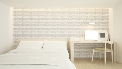 3D interior rendering bedroom space and wall decoration