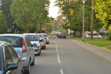 Street early summer morning. without people.