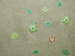 Terrazzo floor with inner ceramic flower leaves for background