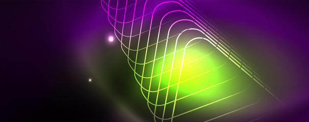 Shiny glowing design background, neon style lines, technology concept, vector