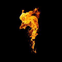 Fire flames collection isolated on black background