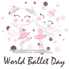 World Ballet Day, October. Young girl performing ballet dance conceptual