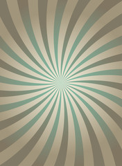 Sunlight retro faded spiral grunge background. dirty grey and green color burst background.