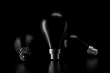 Light and shadow of the light bulb in the darkness. 3D rendering.