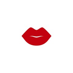 red woman lips imprint. Flat simple icon isolated on white. Kiss trace.