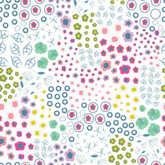 Minute details colorful ditsy flowers pattern white background