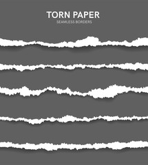 Seamless torn ripped paper layered isolated. Blue color. Transparent background. Realistic template. Simple modern design. Flat style vector illustration.