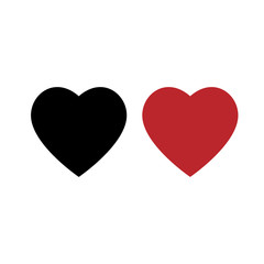 Heart icon, vector red and black simple isolated illustration.