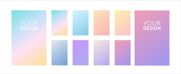 Soft color gradients set. Background for app, greeting card, flyer, invitation, poster, brochure, banner. Simple modern design. Retro vibrant palette.