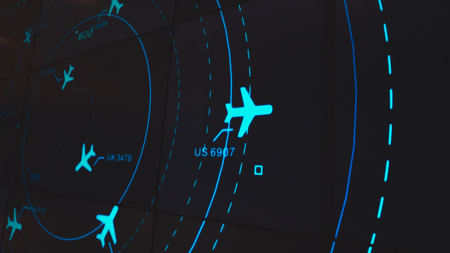 Simulation screen showing various flights for transportation and passengers.