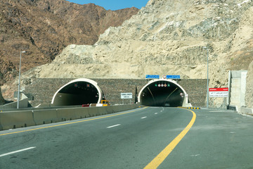 View of Sharjah-Khor Fakkan road tunnels