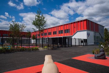 School with playground for children