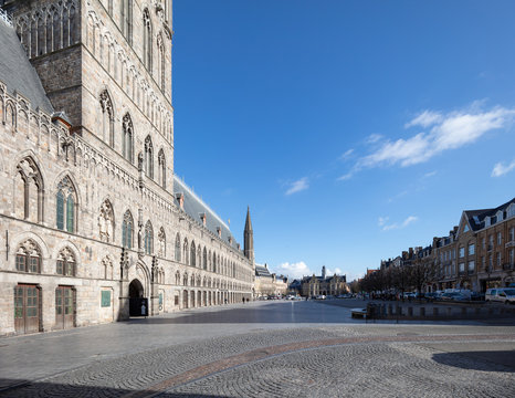Cloth hall and market square in Ypres