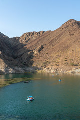 View of Lake and Boats at Al Rafisha Dam, Khor Fakkan