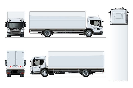 Vector truck template isolated on white background