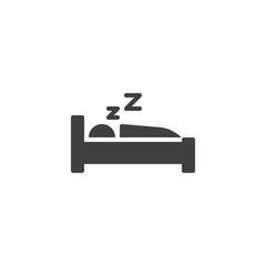 Deep sleep, man sleeping vector icon. filled flat sign for mobile concept and web design. Sleeping bed glyph icon. Symbol, logo illustration. Vector graphics
