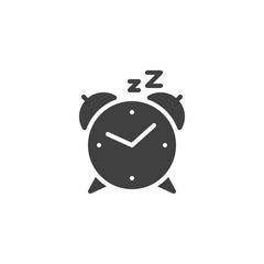 Alarm clock vector icon. filled flat sign for mobile concept and web design. Clock Sleep glyph icon. Symbol, logo illustration. Vector graphics