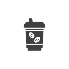 Coffee take away vector icon. filled flat sign for mobile concept and web design. Paper Coffee cup glyph icon. Symbol, logo illustration. Vector graphics