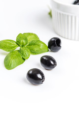 Black olives on white