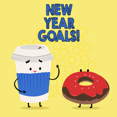 Text sign showing New Year Goals. Conceptual photo Resolutions for 365 days coming soon Motivation to change