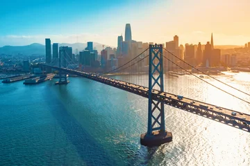 Printed roller blinds United States Aerial view of the Bay Bridge in San Francisco, CA
