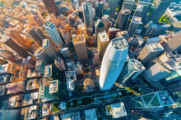 Foto op Plexiglas Downtown San Francisco aerial view of skyscrapers © Tierney
